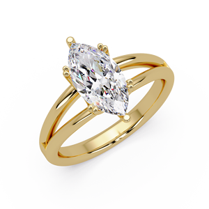 Anillo de compromiso de oro puro de 14K con diamante de laboratorio talla marquesa de moda, certificado IGI, con diseño de tallo dividido, para mujer, anillos de boda de lujo - Product Image 2