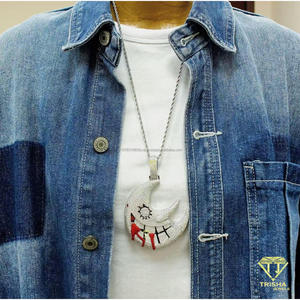 <b>Moon</b> Face Moissanite Diamond Pendant 925 Sterling Silver Iced Out Hip Hop Necklace Jewelry - Product Image 4