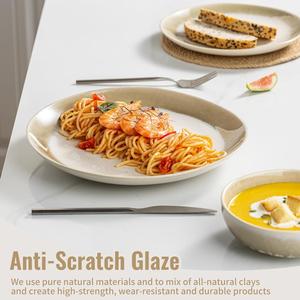 Assiettes en céramique à glaçure crème, finition dégradée subtile, design rond élégant, vaisselle durable et empilable, idéale pour les repas quotidiens - Product Image 3