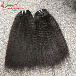 Produit élevé Double dessiné Yaki (crépus) extensions de cheveux de trame droite cheveux vierges personnaliser comme Photo expédition mondiale - Product Image 4
