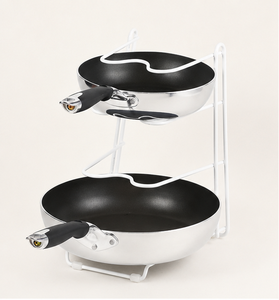 Wholesale Space-Saving 3-Tier Frying Pan Rack Organizer Metal Kitchen Storage Rack for <b>Pots</b> and Pans Countertop Cookware <b>Holder</b> - Product Image 3