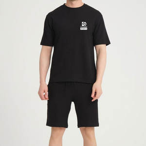 Conjunto de Camiseta y Pantalones Cortos de Lona Casual para Hombre, Verano 2026, Transpirable, Secado Rápido, Logotipo Frontal, 100% Algodón, Venta al Por Mayor - Product Image 1