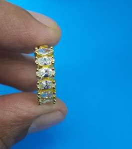 Bague empilable en moissanite taille marquise plaquée or pour femme, en argent 925 original, pour un charme unique, cadeau pour bijoux de mariée - Product Image 6