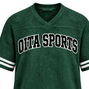 Camiseta Deportiva Verde Bosque de Punto con Cuello en V, Manga Corta, Ribete a Rayas, Personalizable, Transpirable, Holgada, Informal, para Equipo Atlético - Product Image 4