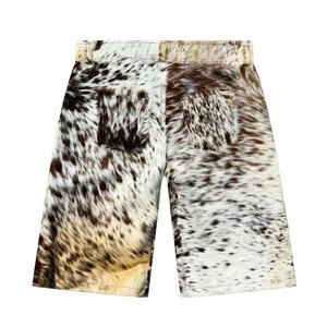 Latest Top Quality <b>Men</b> Cow <b>Hair</b> Leather <b>Men</b> Shorts Amazing Design With Side Pockets Cowhide Customized Shorts - Product Image 2