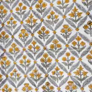 Parure de lit en coton pur indien, motif floral imprimé, gris moutarde, avec 2 taies d'oreiller pour la décoration intérieure (vente en gros) - Product Image 6