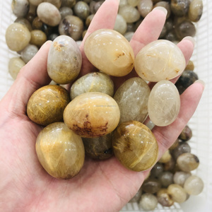 Vente en gros de pierres roulées en quartz rutile doré naturel de haute qualité, cristal de guérison, pierre précieuse roulée pour bijoux - Product Image 6