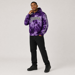 Custom Logo <b>Purple</b> <b>Tie</b> Dye Hooded Windbreaker Men's Jacket 100% Nylon Windbreaker Reflective Stripe Streetwear Zip Up Outerwear - Product Image 6