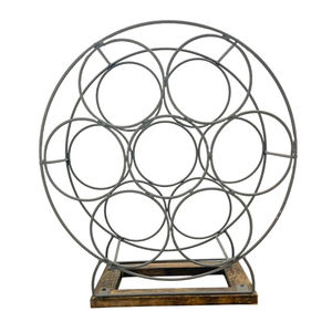 Organizador de Mesa para Botellas de Vino, de Metal Galvanizado Vintage, Ecológico, con Asa de Madera, Venta al Por Mayor - Product Image 2