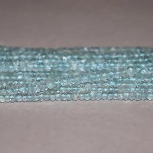 Natural Blue Aquamarine Faceted Rondelle Beads 4.5-5 mm 13 Inches Strand for Jewelry Making - Product Image 1