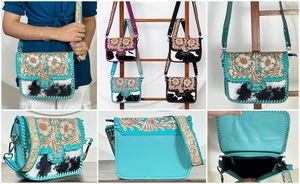 OEM & ODM New Western Design Hand Tooled Leather Handbags for Women's Genuine Cowhide Leather Fashion Crossbody Shoulder Bag - Product Image 3