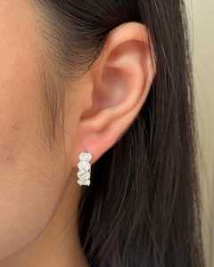Oval Lab Diamond Huggie <b>Hoop</b> <b>Earrings</b> 14k 18k <b>Solid</b> Gold Prong Set Minimalist Bridal Wedding Luxury Classic Huggies Fine Jewelry - Product Image 2
