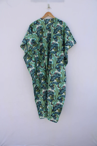 Robe Kaftan d'été décontractée en coton à imprimé floral tropical sans manches, paréo de plage pour femme, vêtement de détente Naaz Textile - Product Image 3