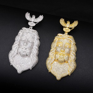 Christ Face Pendant 925 Silver Gold Plated Moissanite Inlay Hiphop Men's Religious Charm Everyday Wear Pendant Christian Jewelry - Product Image 5