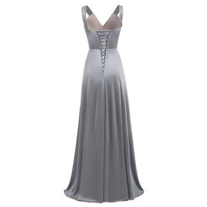 Robe de soirée élégante pour femme, robe de créateur personnalisée, col en V, manches longues, robe de soirée, robe de bal, robe de banquet - Product Image 3