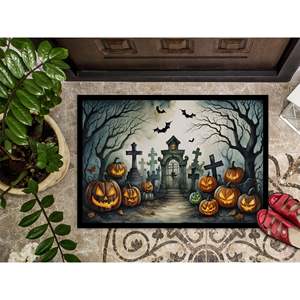 Graveyard Spooky Halloween <b>Doormat</b> Non-Slip <b>Washable</b> Low Pile 24H X 36W for Front Door Entryway Indoor and Outdoor Use - Product Image 3