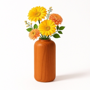Jarrón de Flores de Madera Rústica Marrón Hecho a Mano, Decorativo para Mesa, de Bambú y Madera, para Decoración del Hogar, Bodas y Halloween - Product Image 5