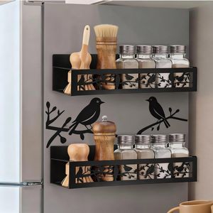 Set di 2 Portaspezie Magnetici a Forma di Uccello, Cestello Magnetico in Metallo per Frigorifero, Organizzatori per Condimenti, Decorazione Casa K - Product Image 1