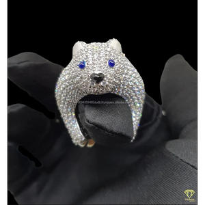 Bague en argent 925 avec diamant de laboratoire, entièrement étincelante, œil bleu, bijoux de luxe hip-hop pour les acheteurs en gros - Product Image 2