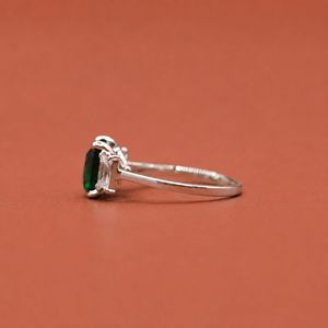 Luxury <b>Emerald</b> Cut Green Moissanite Three Diamond S925 <b>Silver</b> <b>Ring</b> for Women - Product Image 3
