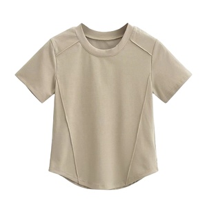 Haute qualité coton Spandex blanc col rond à manches courtes T-shirts pour les femmes en gros Logo personnalisé 2025 - Product Image 2