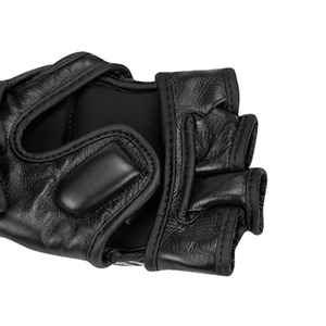 Mma <b>Gloves</b> Leather Half Finger Velcro Closure Black <b>Silver</b> Gold Striped Design For Martial Arts Adults - Product Image 5