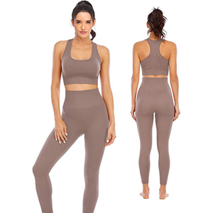 Conjunto de yoga sin costuras de un solo hombro para mujer, leggings de cintura alta para entrenamiento, sujetador deportivo - Product Image 1