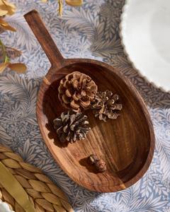 Plateau de service en bois d'acacia avec poignée, bol de service en bois - Product Image 4