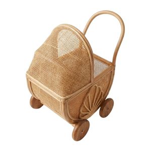 Poussette de poupée unique en rotin et osier, style vintage, pour poupées bébé, jouet, prix usine en gros - Product Image 2