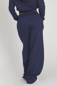 Pantalon de jogging pour femme couleur marine, coupe ample, style décontracté, pantalon de survêtement confortable, logo personnalisé, joggers vierges, ODM - Product Image 5