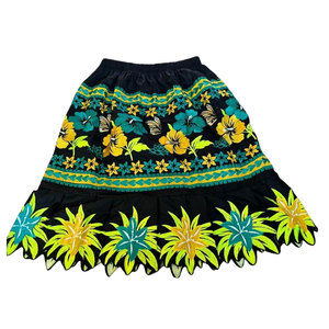 Latest Fashion Hawaiian Islander Design High-<b>waisted</b> A-line Eco-Friendly Polyester/Cotton Embroidery Mini <b>Skirt</b> High Women - Product Image 1