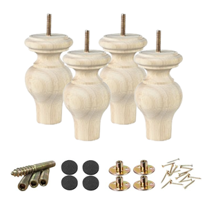 <b>Small</b> Solid Wood Traditional Heavy Duty Furniture Leg Mini Turned Sofa Cabinet Custom Furniture Parts with Easy Installation - Product Image 1
