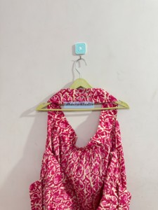 Women's <b>Pink</b> Paisley Print Chiffon Mini Dress A-Line Casual Summer Style Soft Viscose Cotton Fabric - Product Image 6