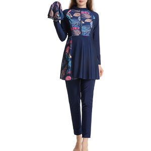 Traje de Baño Musulmán Personalizado para Mujer, Burkini Modesto de Cobertura Completa, Conjunto de 2 Piezas con Estampado, Secado Rápido, Burkini Islámico Elegante - Product Image 2