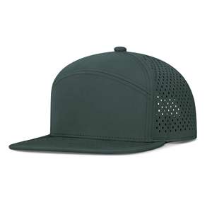 Casquette Trucker Sportive d'Extérieur à 7 Panneaux en Maille Respirante 100% Coton Ajustable Unisexe Vert Foncé Décoration Perle Décontractée pour Adultes - Product Image 1