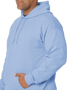 <b>Men's</b> Light Blue <b>Pullover</b> Hoodie Fleece Sweatshirt Regular Fit Front Logo Custom Winter Streetwear - Product Image 4