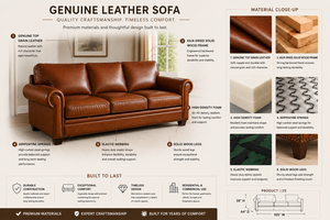 Hot Sales Mid Century Modern Genuine Leather <b>Sofa</b> 3 Seater Couch with Rolled Arms Nailhead Trim for Living Room - Product Image 4