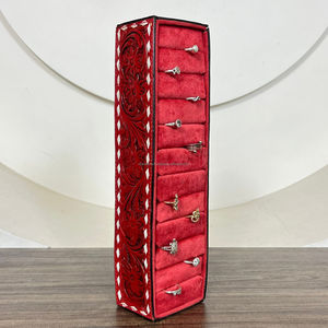 Wholesale Hand <b>Tooled</b> Leather Jewelry Ring Earrings Organizer Ear Studs Display Stand Holder Jewelry Storage Box Cases <b>for</b> Women - Product Image 5