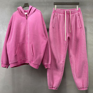 Unisex Casual Color Blocking Breathable Fleece Tracksuit Set Full <b>Zip</b> <b>Hooded</b> Sporty 100% Polyester Autumn Wear Regular Fit Side - Product Image 1