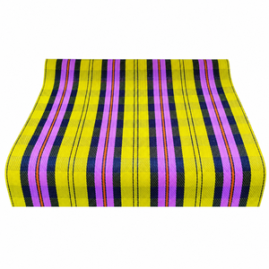 Tissu en bâche de nylon recyclé enduit de PVC, rayé coloré, tissé, écologique, durable, pour sacs, vêtements et usage extérieur - Product Image 1