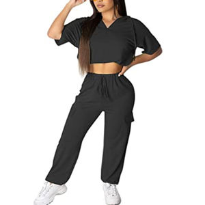 Conjunto Deportivo para Mujer, Transpirable, con Capucha, Botones de Encaje, Top de Tirantes y Pantalones Jogger, Tejido Micro-Rib, Absorbe la Humedad - Product Image 6