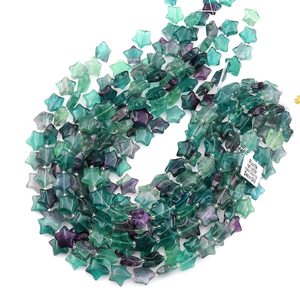 Cuentas de fluorita natural verde púrpura en forma de estrella, redondas y lisas, hilo de 15.5 pulgadas, cuentas sueltas para la fabricación de joyería al por mayor. - Product Image 2