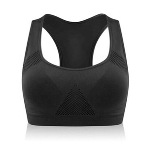 Sujetador deportivo sin costuras para mujer, soporte medio, color liso, transpirable, elástico, para yoga y fitness, top de entrenamiento para gimnasio. - Product Image 4