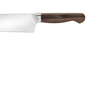 Couteaux de cuisine Santoku avec manche en bois grainé brun et lame argentée lisse pour trancher, hacher, couper en dés et préparer les aliments - Product Image 6