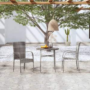 Conjunto de Comedor de Jardín Apilable Compacto de Poliratán Gris, Muebles de Comedor Modernos para Exteriores - Product Image 1