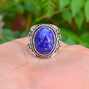 Bague en lapis-lazuli, argent sterling 925, bijou artisanal en pierre précieuse bleue - Product Image 3