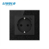 Livolo Moderne Leder-Muster Glasrahmen-Panel EU-Standard Schuko-Steckdose 16A RoHS-Zertifizierte Wandsteckdose