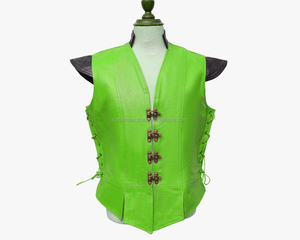 Haute qualité en gros boucle respirant à la main 2 côté lacé vert cuir gilet Service OEM - Product Image 1