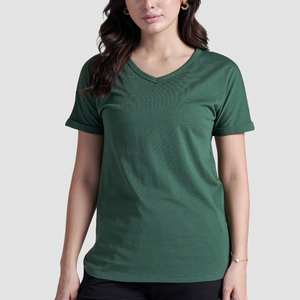 Camisetas de Mujer con Cuello en V, Talla Grande, para Verano 2025, con Logotipo Personalizado, Manga Corta, Lisas, Venta al Por Mayor, Novedad 2026 - Product Image 1