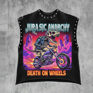 Custom Men's Vintage Street Style Sleeveless T-<b>shirt</b> Knitted 300 Grams Heavyweight 100% Cotton Distressed Rhinestones Dtg - Product Image 3